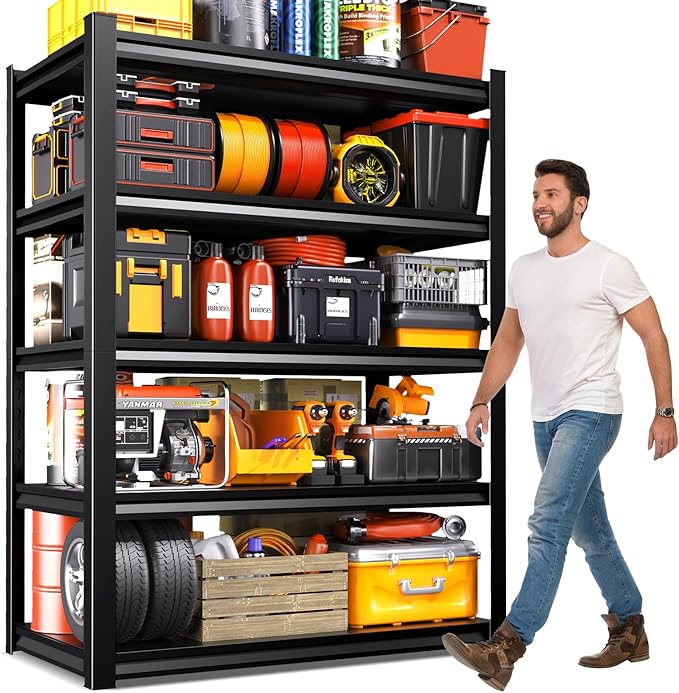 71"H-35"W Metal Garage Shelving-2050LBS 5 Tier Storage Shelves,Adjustable Heavy Duty Shelving Unit and Storage Large Rack,Utility Steel Shelf For Shop Warehouse Industrial Pantry Basement 71"x35"x16" Rootora