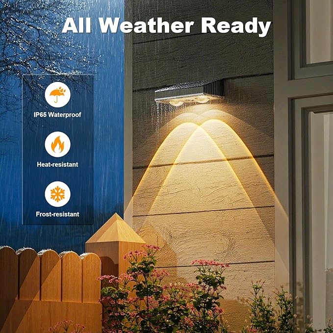 NIORSUN Solar Fence Lights,12 Pack Deck Light,Led Lights Warm White Outdoor Wall Lights,IP45 Solar Powered Light Waterproof for Backyard/Pool/Railing/Patio/Porch/Step/Outside/Garden (Black) NIORSUN