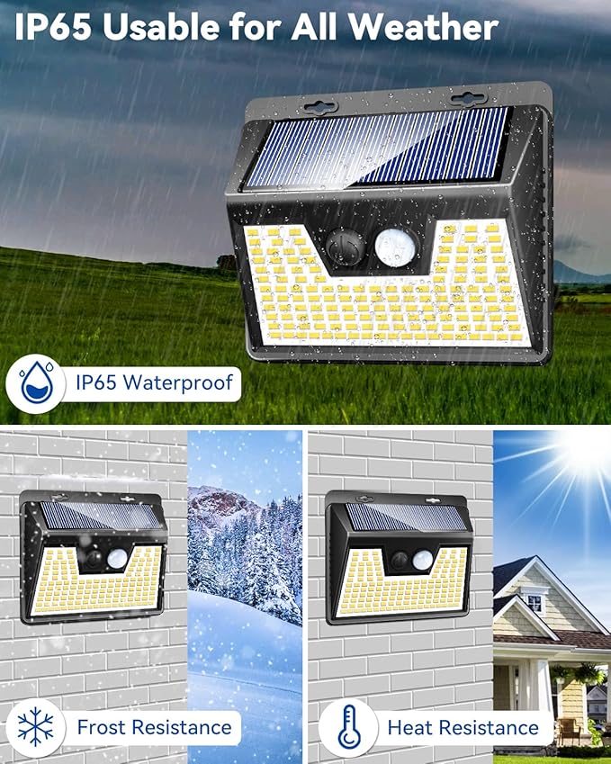 Peasur Solar Lights Outdoor Waterproof, 12Pack 140LED Motion Sensor Lights Solar Powered 3 Modes, Solar Security Fence Lights for Wall Garden Yard Outside(Warm White) Peasur
