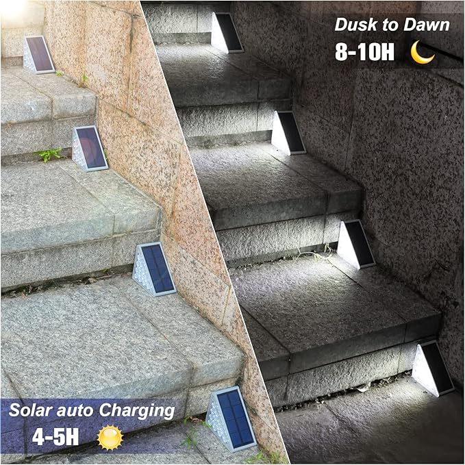 VOLISUN Solar Stair Lights 24 Pack, Solar Step Lights Waterproof IP67, Outdoor Step Light with 13 LEDs, Outdoor Lighting Decor for Yard Stair, Patio, Front Step, Front Porch and Deck(Cool White) VOLISUN