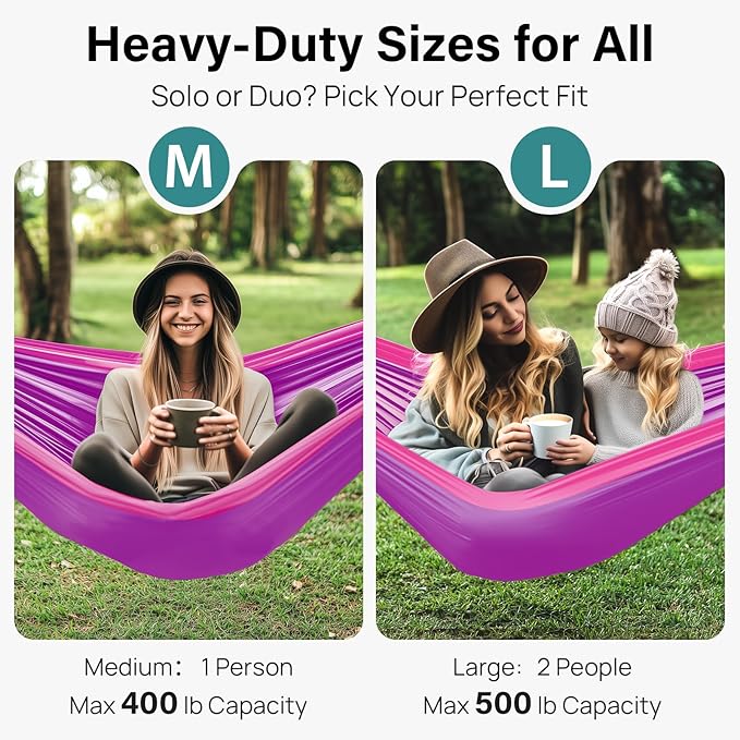 Kootek Camping Hammock, Portable Hammocks with Tree Straps & Attached Carry Bag, Camping Essentials Gear, Perfect for Outside Indoor Hiking Beach Backpack Travel Kootek