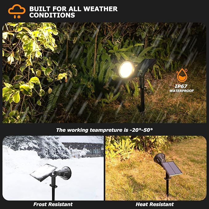 Solar Lights Outdoor, 2-in-1 Decorative Solar Landscape Lighting for Outside, IP67 Waterproof Garden Light Pathway Lighting Decor Led Landscape Lights for Yard Porch Fence Pool XTGTP