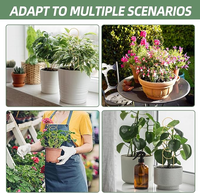 17.5 Inch Indoor Plant Trellis for Climbing Plants,Metal Trellis,Small Garden Trellis for Potted Plants,Plant Stakes for Indoor Plants Accessories Hoya,Flower,Plant Support (Golden-Metal) OYOEETD