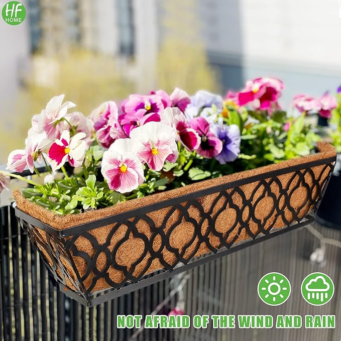HFHOME 4Pcs 24" Trough Coco Fiber Replacement Liner, Natural 24 in Window Deck Coco Replacement Liner for Window Box HFHOME