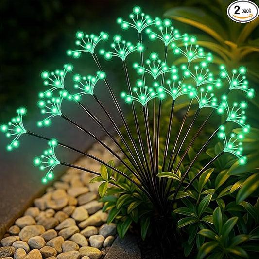 Solar Garden Lights 2 Pack Waterproof Solar Swaying Starburst Light Outdoor Lights for Yard Patio Walkway Pathway Party Wedding Christmas Decoration, Green Yaafen