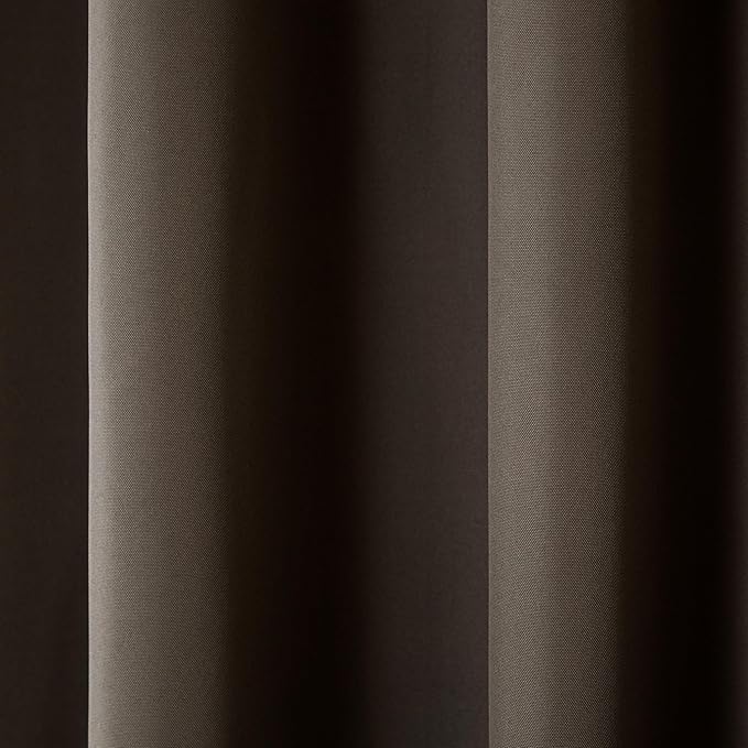 TOWN & COUNTRY BASICS Cabana Solid Heavyweight Indoor Outdoor Curtains, Light Filtering Opacity with Grommet Top, Water Repellent, 2-Pack Set, 54"x96", Chocolate TOWN+%26+COUNTRY+BASICS