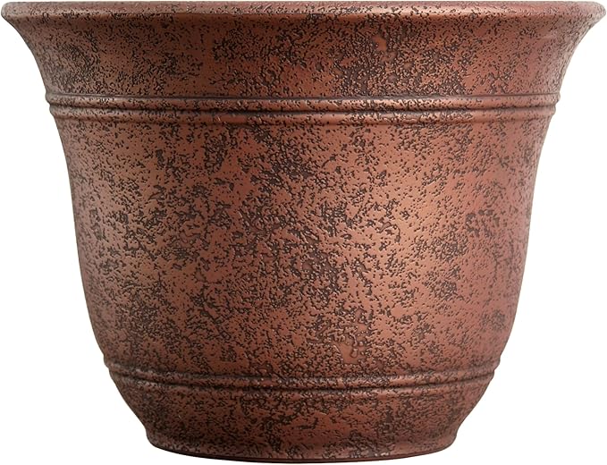 The HC Companies Sierra Round Self-Watering Pot - Lightweight Plastic Planter for Herbs & More - Durable Plant Pots for Indoor Plants & Outdoor Plants (7.5” Rustic Redstone, Pack of 1) TheHCCompanies