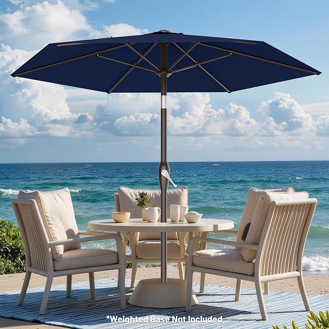 AreShark 7.5FT Patio Umbrella Table Market Umbrella with 6 Sturdy Ribs, Button Tilt/Crank Heavy-Duty Round Outdoor Umbrellas for Garden, Deck, Backyard,and Pool, Navy Rootora