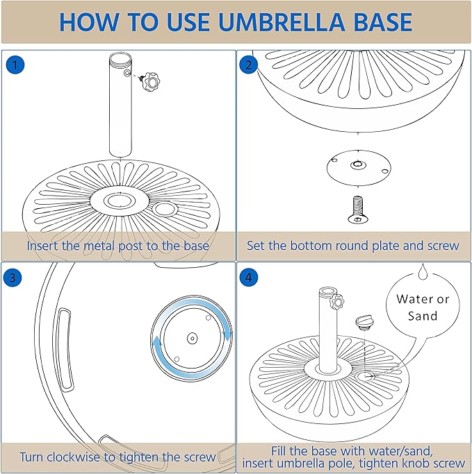 Yaheetech Umbrella Base 85.7lbs Round Water & Sand Filled Patio Outdoor Umbrella Stand with Steel Umbrella Holder Suit for Dia 1.5'' or 1.9'' Umbrella Pole, Black Yaheetech