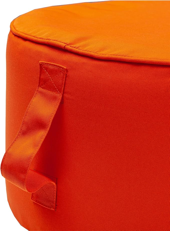 QILLOWAY Indoor/Outdoor Inflatable Stool,Round Ottoman,All Weather Foot Rest for Camping or Home,Orange QILLOWAY