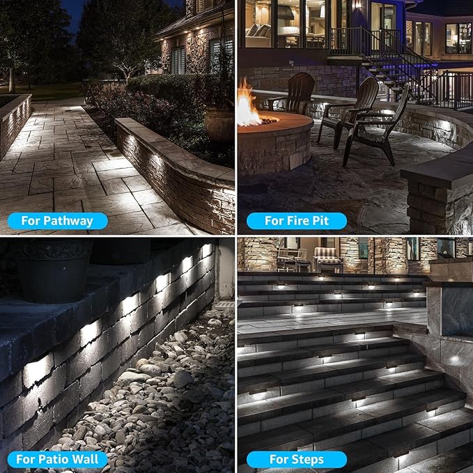 SUNVIE 7 Inch 5W LED Hardscape Lighting 5000K Daylight Retaining Wall Lights 12-24V AC/DC Waterproof Outdoor Landscape Lighting Low Voltage Step Lights with Connectors Hardscape Paver Light, 12 Pack SUNVIE