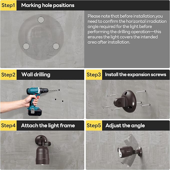 Battery Operated Motion Sensor Light,4000mAh Rechargeable Battery Powered Spotlight 600 Lumen Outdoor IP65 Waterproof for Porch,Yard,Wall,Garden with Dusk to Dawn (Brown-1pcs) Noctila