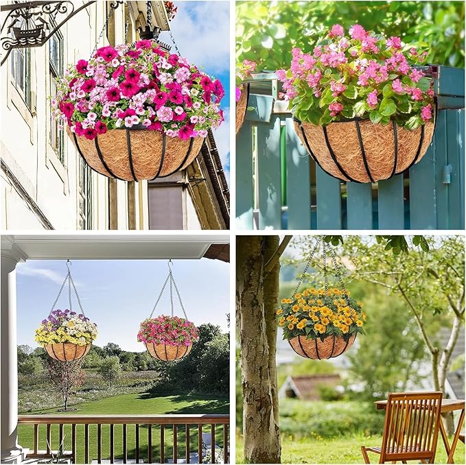 Y&M 4pcs 18“ Round Coconut Fiber Liner, 18'' Coco Liner Pre-Formed Replacement for Wall Hanging Planter Basket YM