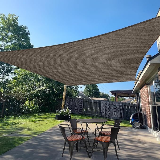 SUNLAX Sun Shade Sail 13' x 14' Brown Rectangle Canopy Sail Shade Cover UV Block Permeable Sunshade Outdoor for Patio Backyard Deck Pergola (We Make Custom Size) SUNLAX