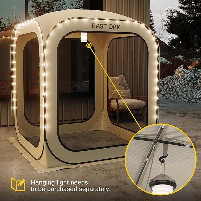 East Oak Screen House Tent Pop-Up, Portable Screen Room Canopy Instant Screen Tent 4 x 4 FT with Carry Bag for Patio, Backyard, Deck & Outdoor Activities, Beige EASTOAK