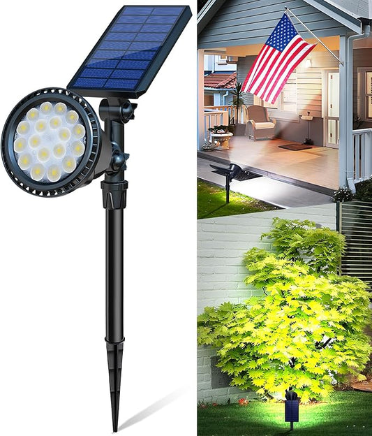 Solar Spot Lights Outdoor, Bright Solar Landscape Spotlights Waterproof 18LED 2-in-1 Solar Powered Flag Light Adjustable Auto On/Off Uplights for Flag Pole Yard Garden Decor Patio, 1Pack (Cool White) OSORD