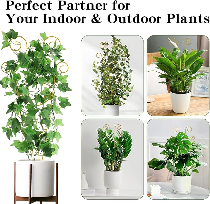 ZOUTOG Trellis for Climbing Plants Indoor 4 Pack 30 Inch,Rustproof Metal Garden Trellis for Potted Plants,Sturdy Houseplant Support Indoor Outdoor for Ivy Pothos Monstera Hoya Flower Vine(Golden Moon) ZOUTOG