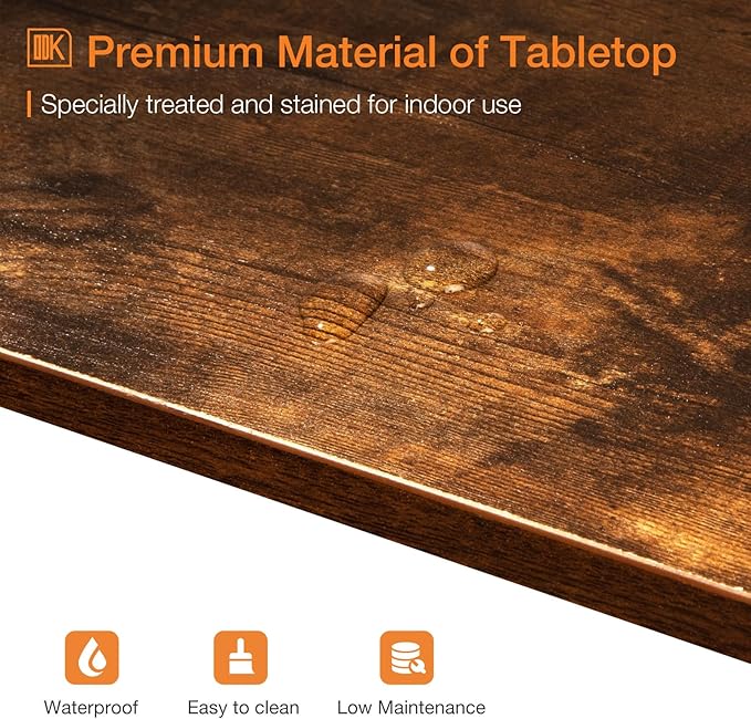 ODK 54 Inch Bar Table, Bar Height Pub Table, Counter Height Bar Table, Rectangular High Top Kitchen & Dining Counter Tables with Sturdy Legs & Easy-to-Clean Top, Indoor use, Rustic Brown ODK