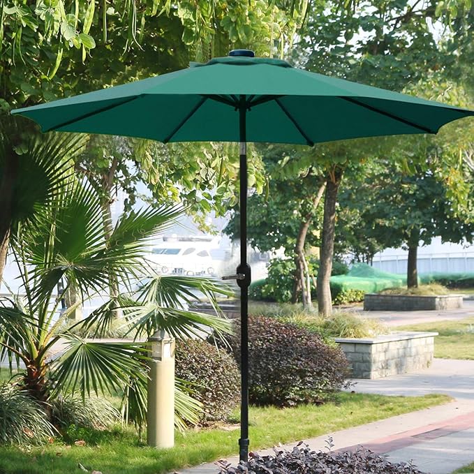 Sunnyglade 9' Patio Umbrella Outdoor Table Umbrella with 8 Sturdy Ribs (Dark Green) Sunnyglade
