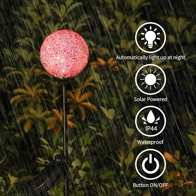 VCUTEKA Solar Garden Lights - Mosaic Solar Lights Outdoor Decor Pathway Light Waterpoof LED Stake Light for Landscape Lawn Patio Yard Decoration 1 Pack VCUTEKA