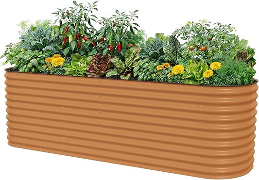 32" Extra Tall Raised Garden Bed Kits, 4 x 8 x 2.7ft Raised Planter Box Outdoor, 2.5 x 9.5 x 2.7ft Deep Root 10 in 1 Modular Metal Raised Beds for Gardening Vegetables Flowers Fruits - Terra Cotta VegoGarden