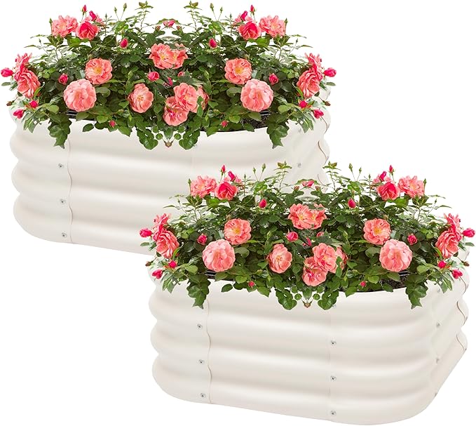 2-Pack 2x1ft Galvanized Raised Garden Bed, Outdoor Planter Bed, Metal Planter Box for Gardening and Planting Besebay