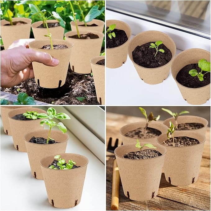 50PCS Peat Pots, 3.15Inch Seed Starting Pots with Drainage Holes Round Nursery Pot, Garden Germination Nursery Pot Bonus 20 Plant Labels HXSEMAYIG
