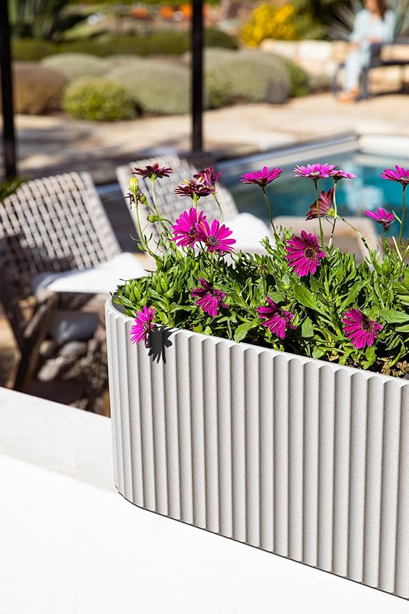 Veradek Demi Series Window Box Planter - Long Planter Box for Windowsill/Balcony | Durable Plastic-Stone Composite Material | Modern Décor for Flowers/Herbs VeradekOutdoor