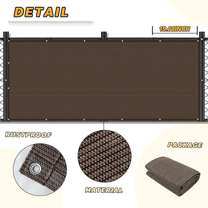 LOVE STORY 3'x6' Brown Balcony Screen Privacy Fence Cover UV Protection (HDPE) Weather-Resistant 3 FT Height Shield for Deck, Patio, Backyard, Outdoor Pool, Porch, Railing LOVESTORY