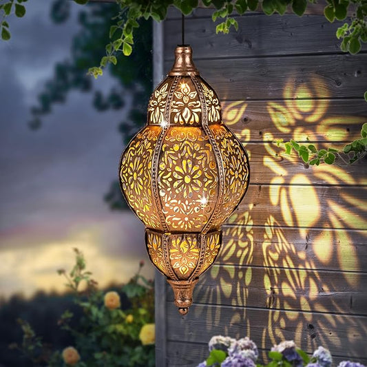 Solar Lanterns Outdoor Waterproof, Hanging Solar Lantern Garden Decor, Decorative Garden Lights for Yard, Patio, Lawn, Porch, Unique Housewarming Gifts (Moroccan) SUCUY