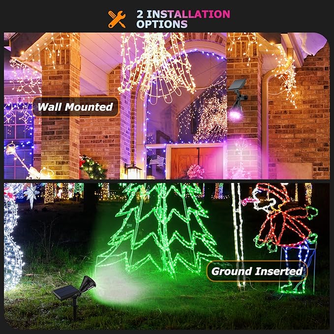 Solar Spotlights Outdoor Color Changing, 180°Adjustable Flag Pole Lights, IP67 Garden Lights Solar Powered Waterproof, Wall Lights for Garden Pool Area Pond, Landscape Solar Light for Yard XTGTP