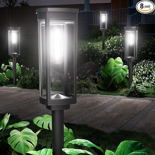 8 Pack Solar Pathway Lights Outdoor,Super Brightness IP65 Waterproof Auto On/Off Solar Path Lights, Garden Solar Powered Landscape Lighting for Outside Yard Garden Driveway Walkway Decor NEWMESSI