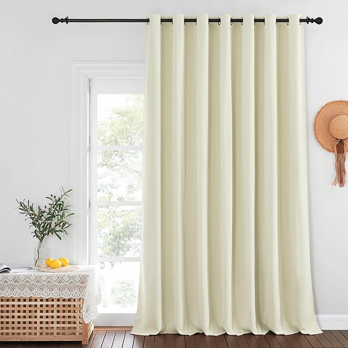 NICETOWN Sliding Door Curtains 108 inches Long for Bedroom, Blackout Patio Door Thermal Curtains Privacy Room Divider Window Treatment for Bedroom/Living Room (1 Panel, Beige, W100 x L108) NICETOWN