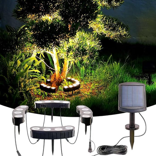 Solar Palm Tree Lights Outdoor, 2000MAH Ring LED Landscape Uplights for Tree, IP65 Waterproof, 2-In-1 (Sticked&Tied), Upgraded COB Flood Spotlights for Pathway, Garden, Yard, Decor（Warm-White） Rootora