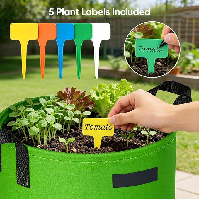 10 Gallon Potato Grow Bags: Set of 5 Colorful Gardening Supplies Fabric Pots with Harvest Window Reinforced Handles - Planting Container for Vegetable Tomatoes Carrot Flowers Balcony Patio Use NESSTU