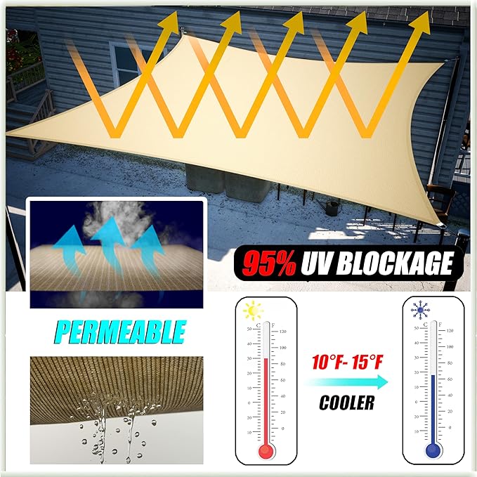 Amgo Custom Size 11' x 16' x 19.4' Gray Right Triangle Sun Shade Sail UPF50+ AGTAPRT12, Order to Make Canopy Awning, Water & Air Permeable, Commercial Standard (We Customize) Amgo