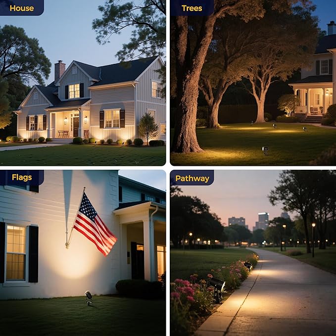 L LOHAS LED Dusk to Dawn Low Voltage Landscape Lighting, 3000K Warm White Outdoor Spotlight with Transformer, IP65 Plug in Spotlights for Yard Backyard Pathway 6Pack LLOHASLED