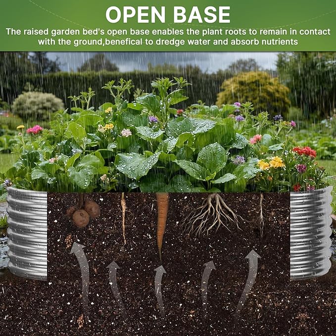 2 PCS Tall 8x3x1.5ft Galvanized Raised Garden Bed Outdoor, Metal Garden Bed for Vegetables, Above Ground Garden Box for Flower, Steel Raised Beds for Gardening Mostmahes