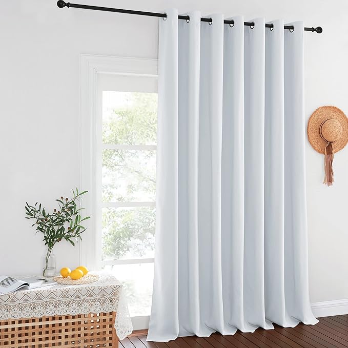 NICETOWN Patio Door Curtain for Living Room, Grommet Sound Reducing Room Divider Privacy Window Treatment for Bedroom, Greyish White, 1 Panel, W100 x L102 NICETOWN