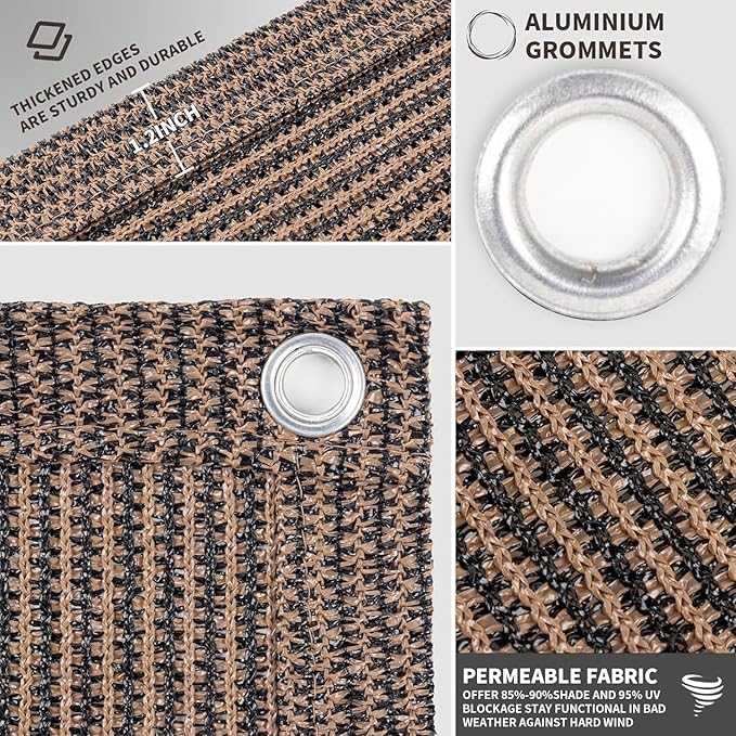 LOVE STORY Custom Size 3'x29' Brown Balcony Privacy Screen,UV Block Privacy Fence Screen,90% Shield for Outdoor Pool Garden Apartment Railing LOVESTORY