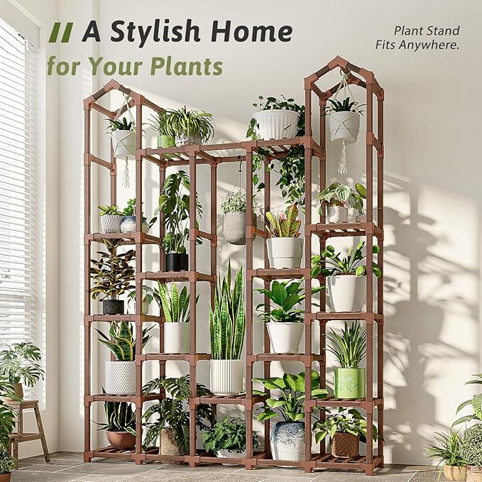 Large Plant Stand Indoor Plant Stands Outdoor Tall Plant Shelf for 18-23 Pots Corner Tiered Plants Stands for Multiple Plants Wood Hanging Plants Holder for Garden Balcony Patio Window Porch Gentingbro