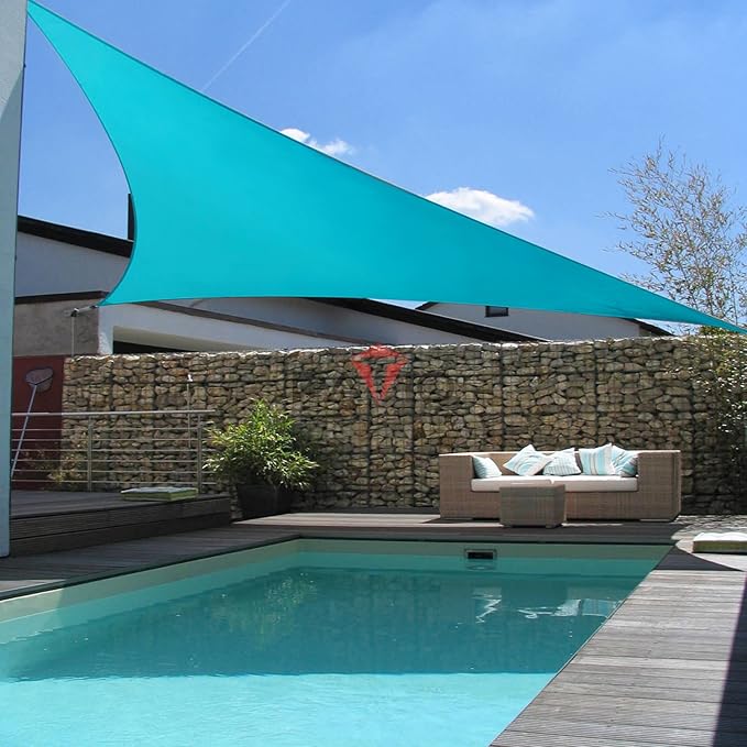 Patio Paradise 8' x 8' x 7'10" Sun Shade Sail Triangle Canopy, Permeable Shade Cloth Fabric Sunlight Block Patio Cover HDPE Deck Awning for Outdoor Backyard Pergolas Roof Shading, Turquoise Patio