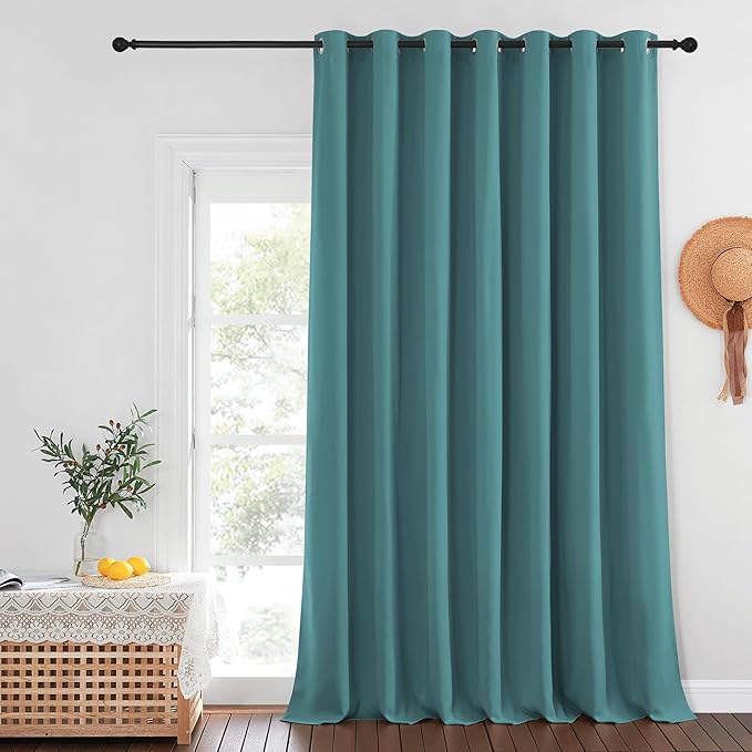 NICETOWN Sea Teal Blackout Curtains for Bedroom/Living Room 132 Inch Length - Thermal Insulated Room Darkening Grommet Top Window Curtains (100 by 132 - Inch, 1 Panel) NICETOWN