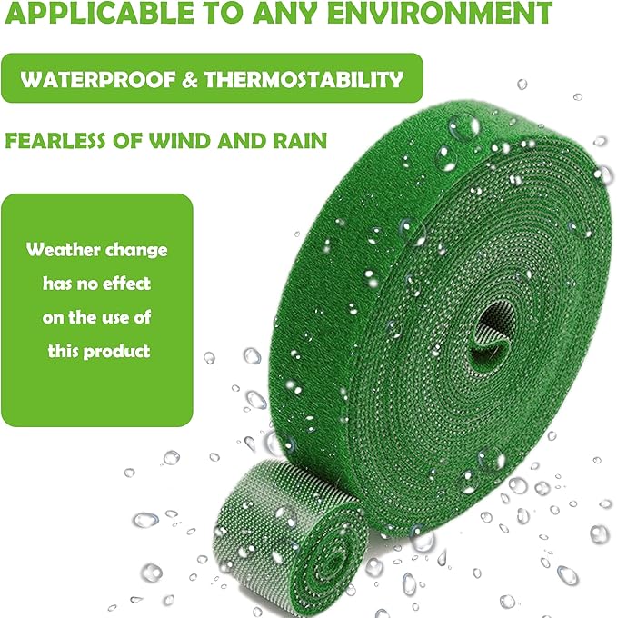 Green Garden Ties|Plant Ties for Climbing Plants 100 feet x1/2‘’in 3 Rolls|Plant Supports for Effective Growing Strong |Green-Recycled Plastic Garden Twine & Twist Ties for Tomato Stakes ArtFamy
