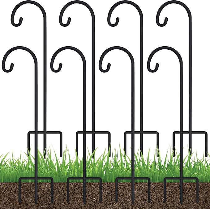 FEED GARDEN Adjustable 32 Inch Shepherd Hooks Rust Resistant Steel Shepard Hooks for Outdoor Hanging Lanterns, Bird Feeders, Solar Lights, Weddings Decor 8 Pack FEEDGARDEN