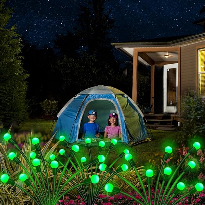 Solar St Patricks Day Lights Outdoor, 6 Pack 60 LED Solar Green Firefly Lights Waterproof, Sway by Wind, Swaying Light for Yard Patio Backyard Garden Planter Flower Bed Pathway Outdoor Decoration KohlrabiDecor