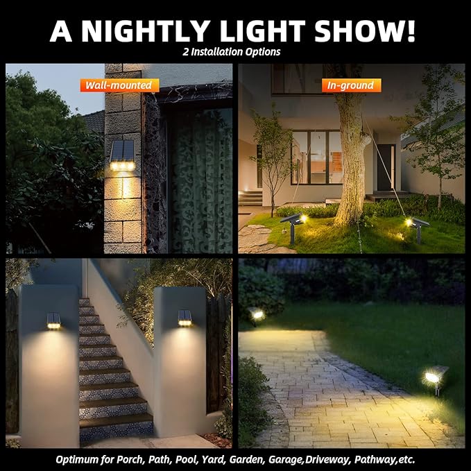 3 Brightness Modes Solar Outdoor Lights with Super Bright 40LEDs, 360 Adjustable Lighting Angle, USB Charging, Longer Working Time, Waterproof, Patio, Porch, Driveway LEREKAM