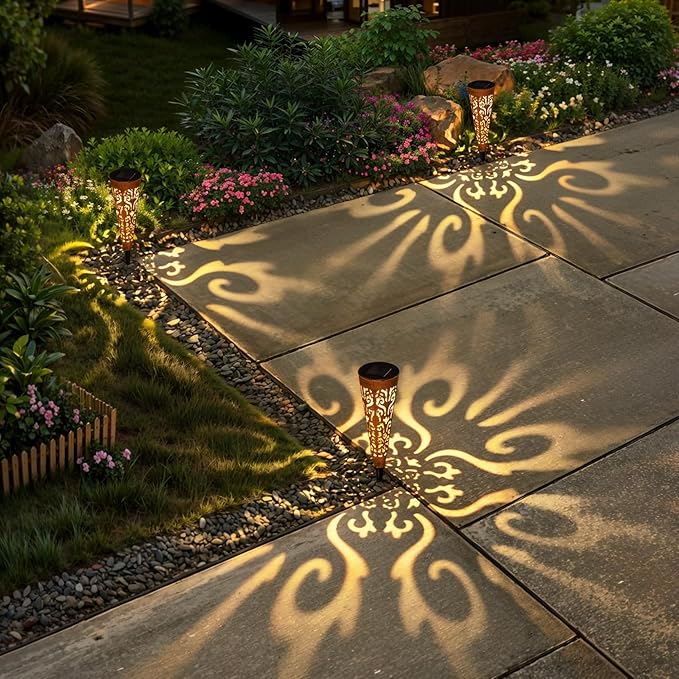 Go2garden 6Pcs Garden Solar Lights Outdoor Stakes Decorative Lighting for Yard, Pathway, Patio Decor Lawn Ornament (Red Copper) Go2garden