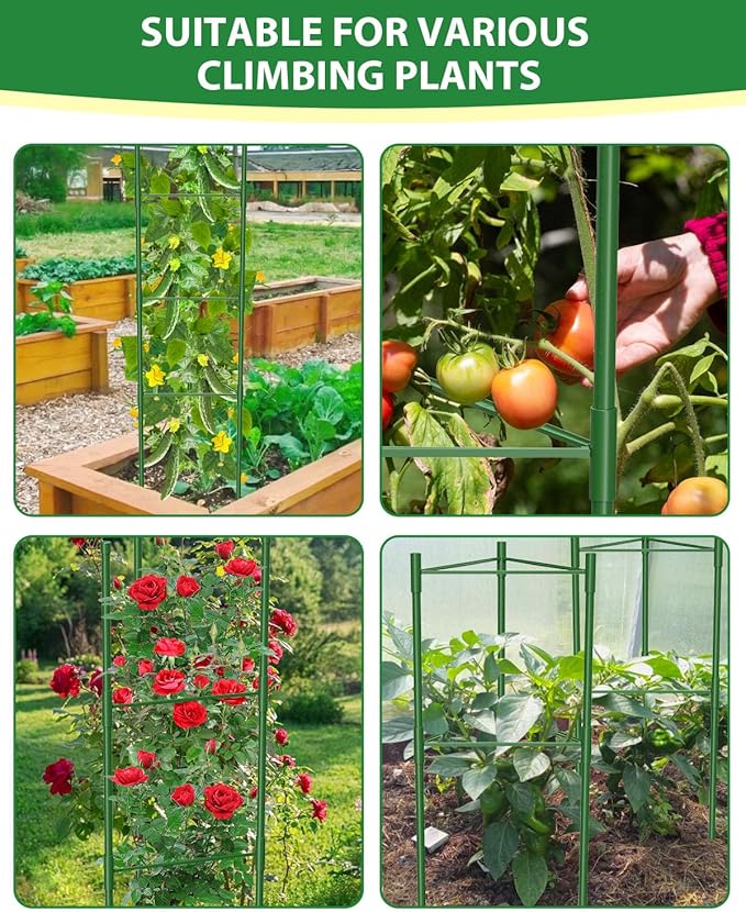3 Pack Tomato Cages for Garden, 51in*13in Adjustable Tomatoes Plant Stakes Support Cages Trellis, Garden Trellis for Vegetable Flowers Fruits Climbing Plants- 20 Binding Wires Included MYMULIKEHOME