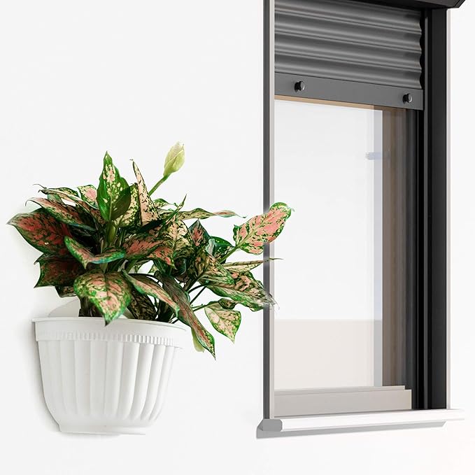 ORIMERC 4 Pack White Wall Planter Pots Vertical Living Wall Hanging Planters Wall Mounted Planter Holder with Drainage Hole for Indoor Outdoor Plants Wall Decor with Hooks/Screws OrimercGarden